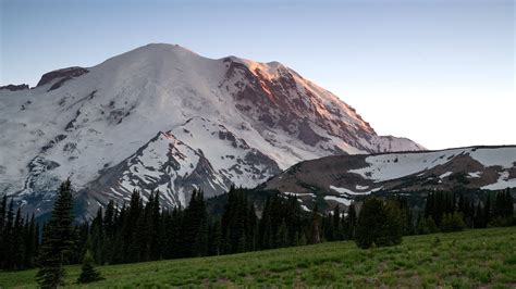 Landscape Mountain Snow Trees Valley Grass Slope Nature Blue Sky Forest ...