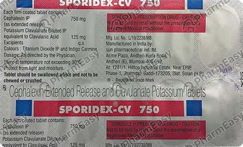 Buy Sporidex Cv 750mg Strip Of 10 Tablets Online At Flat 15 OFF