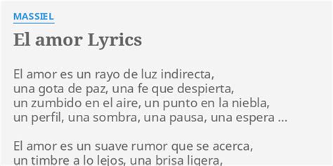 El Amor Lyrics By Massiel El Amor Es Un