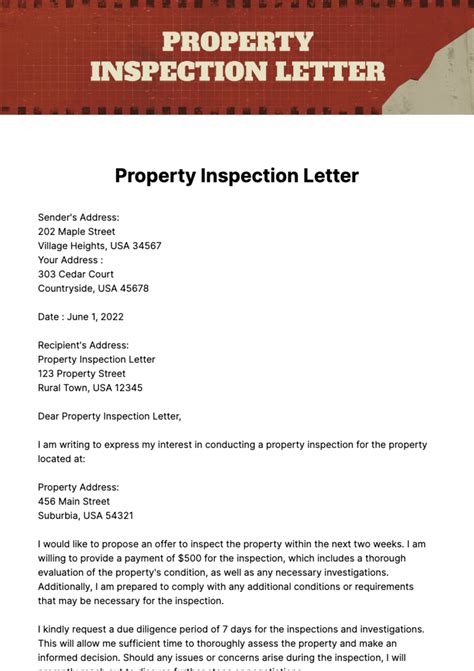 Free Property Inspection Letter Template - Edit Online & Download