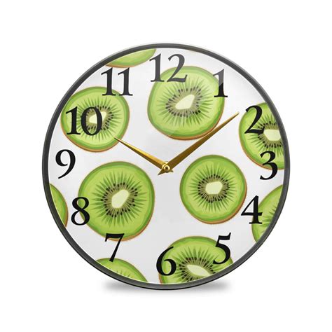 Kiwi Fruits Wall Clocks Battery Operated Inch Round Clock Acrylic