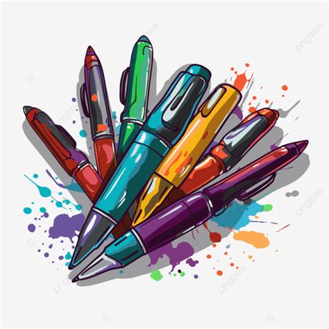 Caneta Colorida Vetor Png Adesivo Clipart Muitas Canetas Desenho