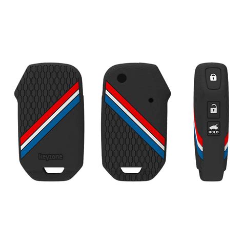 Keyzone Striped Silicone Key Cover For Kia Seltos Sonet Carens