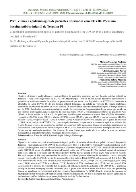 PDF Perfil clínico e epidemiológico de pacientes internados COVID