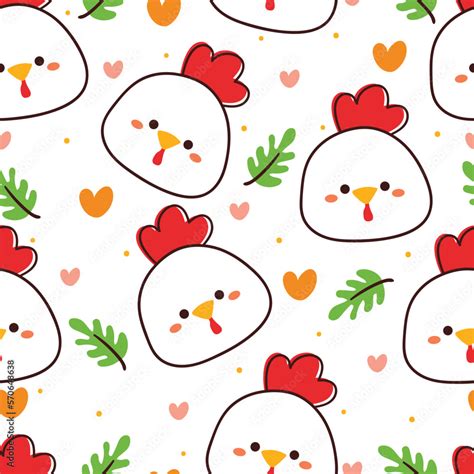 seamless pattern cartoon chicken and plant. cute animal wallpaper for ...