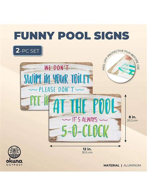 2 Pack Funny Outdoor Pool Signs And Decor Summer Party Supplies 12 X