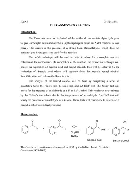 Preparation Of Benzoic Acid From Benzyl Alcohol Experiment Benzoic