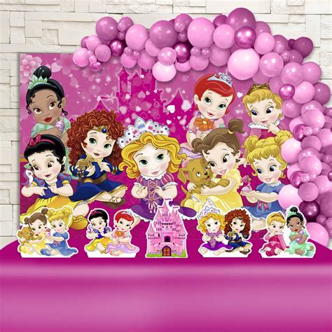 Kit Aniversário Ouro Painel Display Fita Princesas Baby