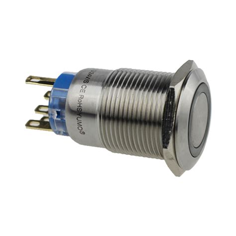 LA19-AJS 19mm 1NO1NC Stainless Steel Green Ring Illuminated Push Button ...