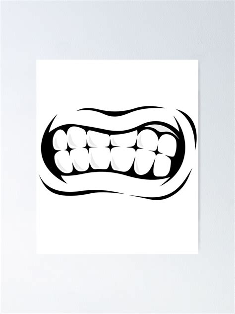 "Toothy Smile - Funny Mouth Drawing" Poster for Sale by cgroenewald | Redbubble