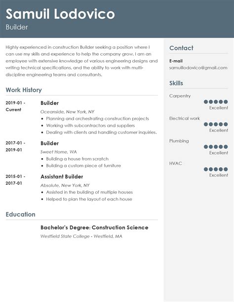 Builder Resume Examples