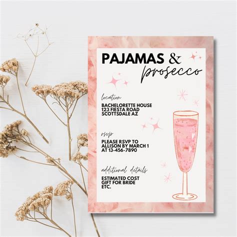 Pjs And Prosecco Themed Bachelorette Invitation Email Etsy