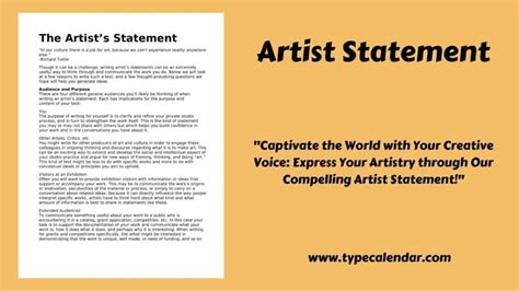 Free Printable Artist Statement Templates Pdf Word Middle High