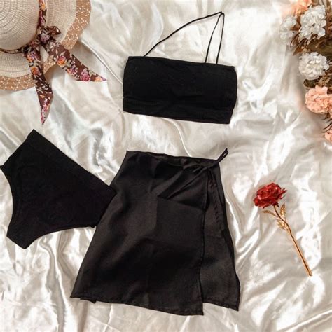 Knitted Swimsuit Highwaist Bikini Padded Twopiece Swimwear Shopee Philippines