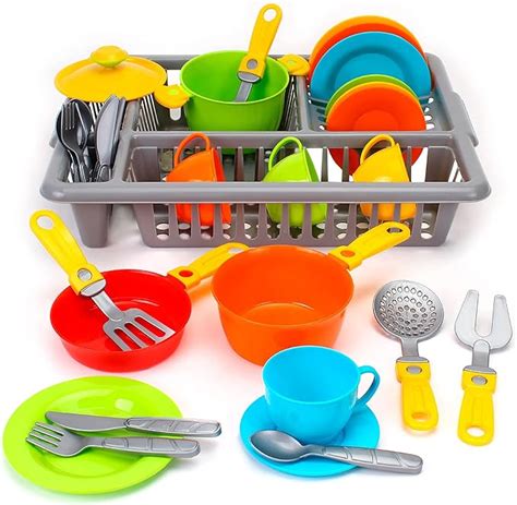 Technok Play Dishes For Kids Kitchen 33 Pcs Pretend Play Kitchen