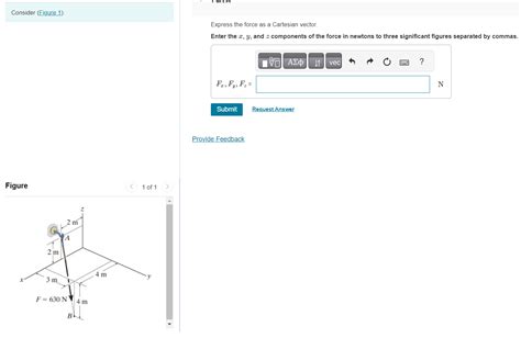 Solved Express The Force As A Cartesian Vector Enter The Chegg