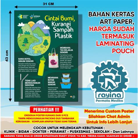 Jual Poster Cintai Bumi Kurangi Sampah Plastik Shopee Indonesia