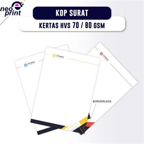 Jual Cetak Kop Surat A4 F4 Kertas Hvs 70 100 Gsm Rim 500 Lembar