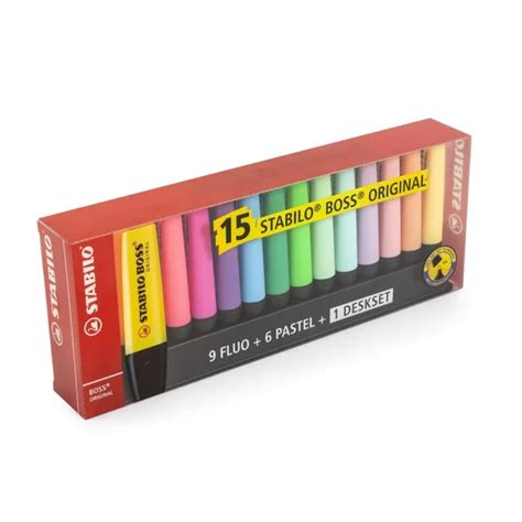 Destacadores Stabilo Boss 15 Colores Pastel 1 Deskset KREATECA