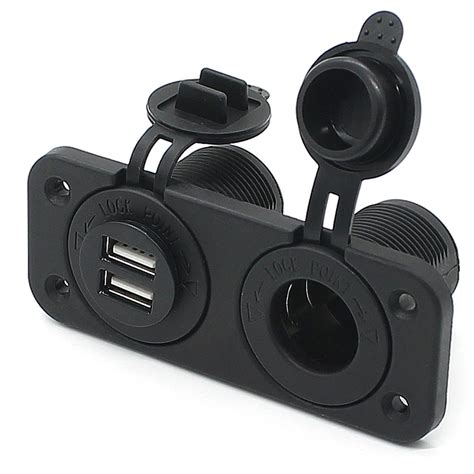 Dual Usb Charger And Socket Panel Mount Marine Volt Power