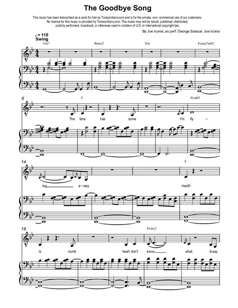 Tunescribers | The Goodbye Song | Sheet Music