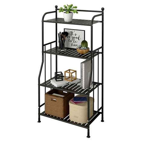 Ghqme 4 Tier Metal Standing Shelf Space Saver Storage Tower Rack For