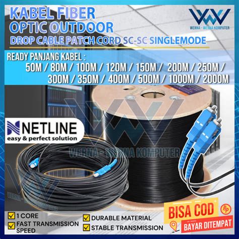 Jual Kabel FO Fiber Optic SC Single Core 50 100 150 200 250 Meter