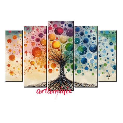 Quadro Paesaggio Astratto Albero Colorato Artaminix