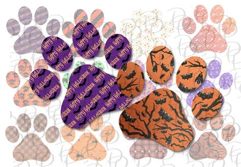 Halloween Paw Print Paw Clipart Printable Clip Art Spooky Etsy