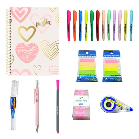 Kit Material Escolar Menina Feminino Papelaria Universitario Cis