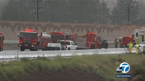 14 Freeway Nb Shut Down After Tanker Crashes Spills Thousands Of