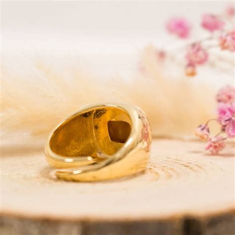 Bague Camée Couronne Marron Doré Emanessence Ocarat