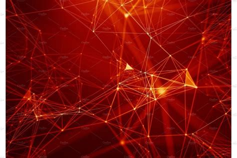 Abstract Red Geometrical Background with Futuristic Technology HUD Element