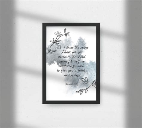 Jeremiah 2911 Bible Verse Wall Art Christian T Bible Verse Print