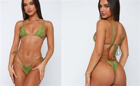 Amazon Womens Sexy Bikini Set Thong Hater String Cheeky Two Piece Swimsuits Double Shoulder