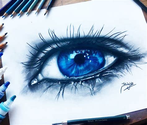 Dark blue Eye drawing by Jonathan Knight Art | No. 2917