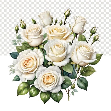 Premium Vector The Natural Beauty Of White Roses On A Transparent