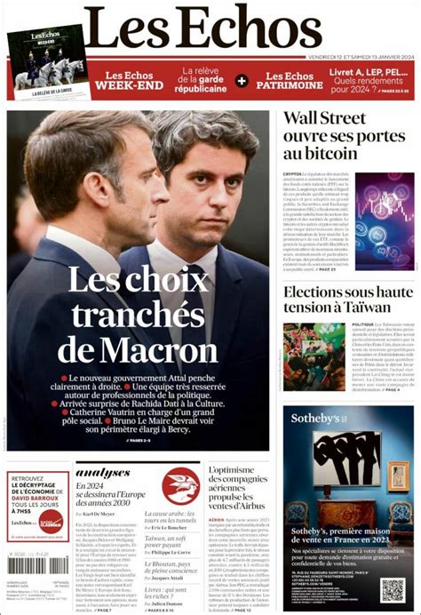 Journal Les Echos France Les Unes Des Journaux De France Dition Du