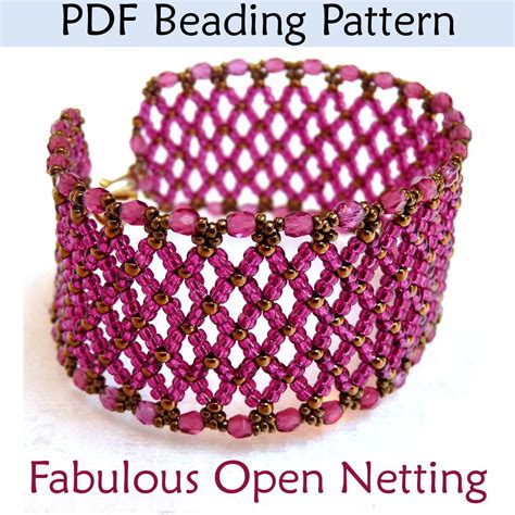 Fabulous Open Netting Stitch Beaded Bracelet Pdf Beading Pattern Beaded Bracelet Patterns