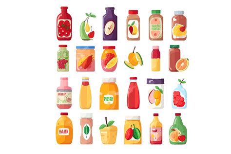 Premium Vector Drink And Food Products Set Vector Cartoon Flat