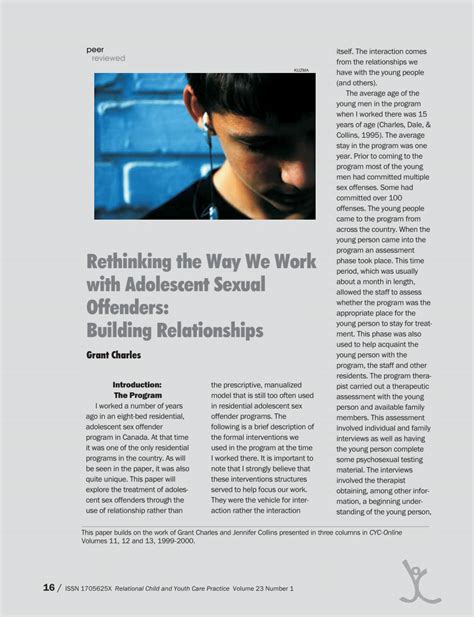 Pdf Adolescent Sex Offenders Moving From A Punitive To A Growth Promoting Program Model