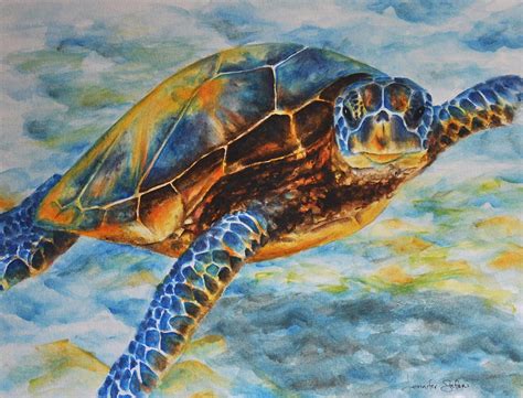 Seaturtle Painting By Jennifer Stefani Fine Art America