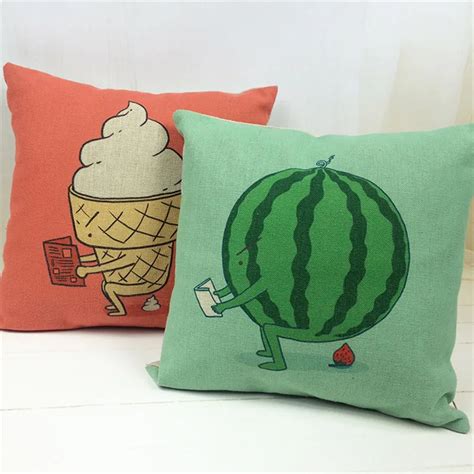 2015 New Cotton Linen Cushion Cover Cartoon Print Cushion Home Sofa Car