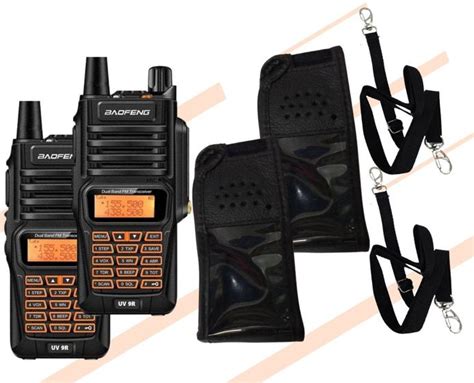 2 rádio ht baofeng uv 9r 10w a prova d água capa em couro Rádio