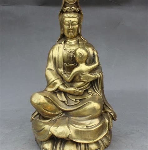 9 China Budismo Bronze GuanYin Kwan yin Bodhisattva Estátua de Buda