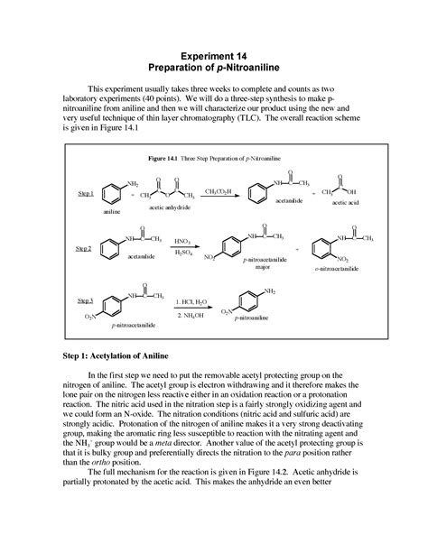 Exp14 for the synthesis of nitroaniline - Experiment 14 Preparation of ...