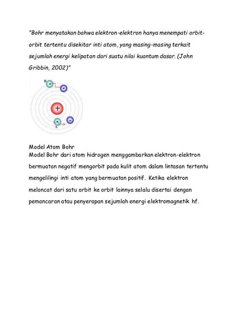 Dalam Model Atom Bohr Ketika Elektron Atom Hidrogen Seputar Model