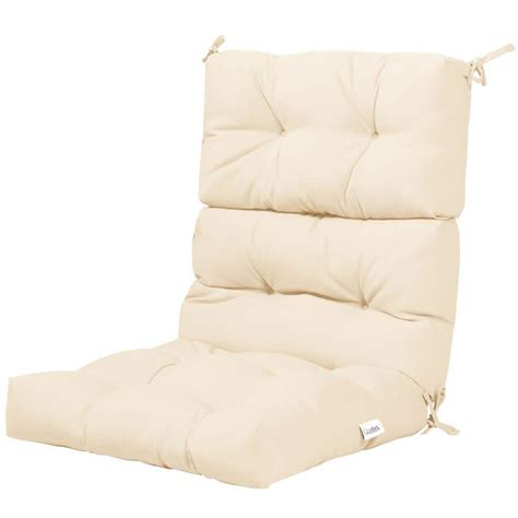 WELLFOR 20 in. x 22 in. Beige Tufted Outdoor High Back Dining Chair ...