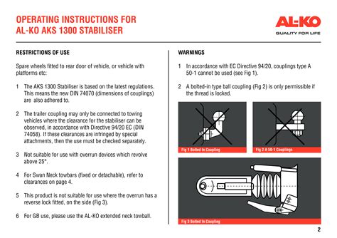 Al Ko Aks 1300 Stabiliser Instructions User Manual