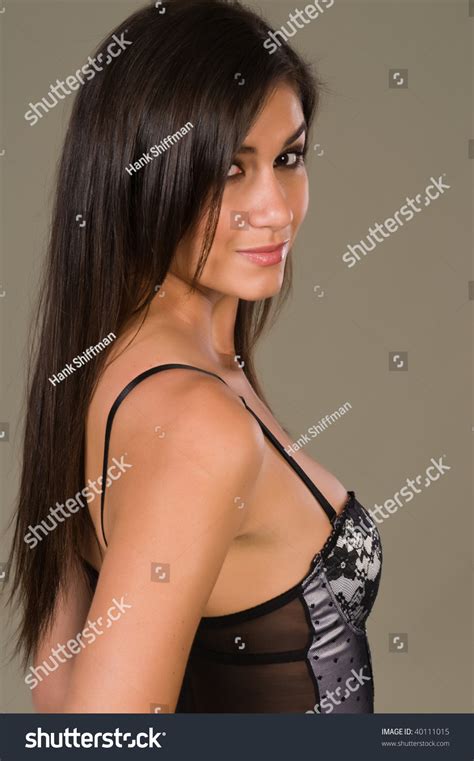 Beautiful Tall Brunette Black White Corset Stock Photo Shutterstock
